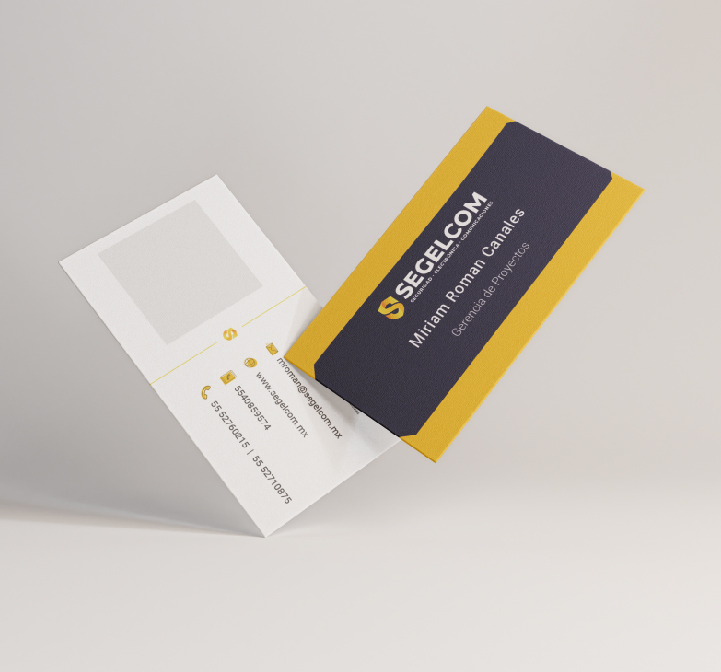 Mockup de tarjetas de presentación de SEGELCOM